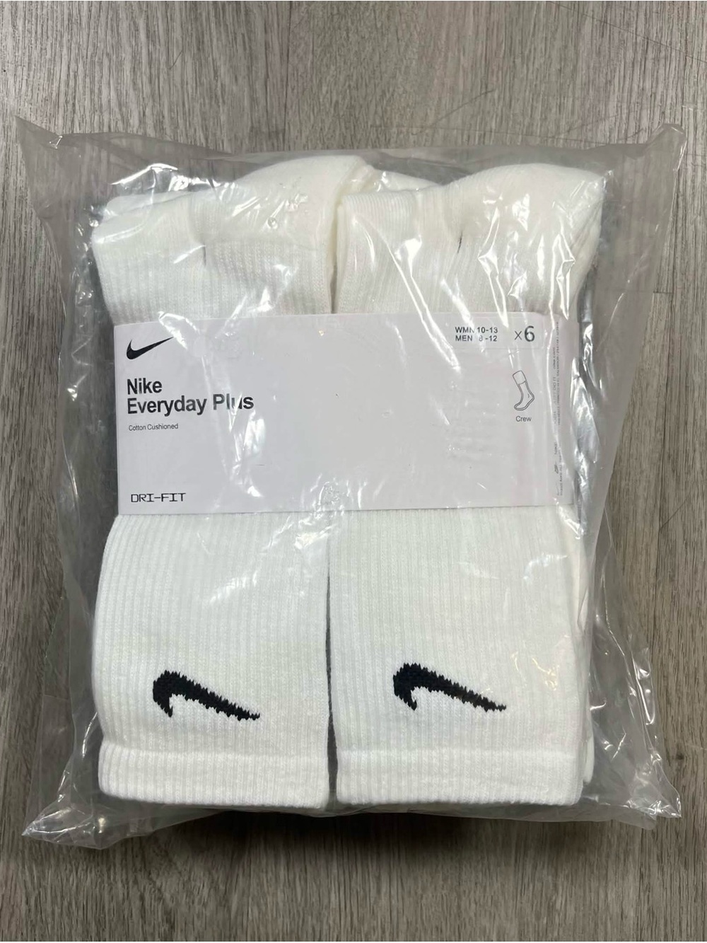 Nike White Crew Athletic Socks with Black Swoosh (6 Pack)